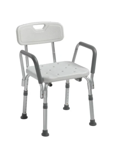 Silla de ducha con respaldo y apoya brazos